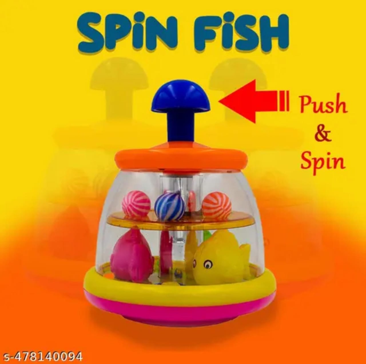 Push N Spin Fish Toy with Rolling Balls