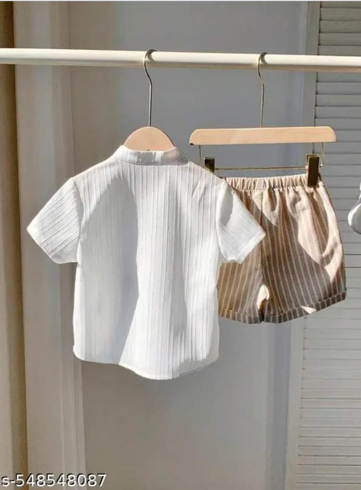 Kids Summer Dress Set – Cotton T-Shirt & Striped Shorts