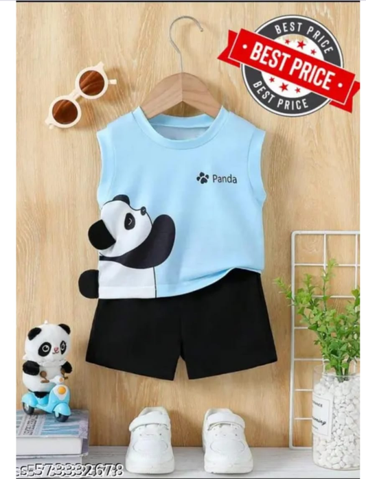 Boys Cartoon Printed Sleeveless Top & Shorts Set