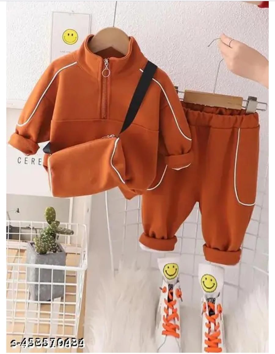 Kids Sports Casual Outfit – Sweatshirt & Pants Set with Satchel Bag