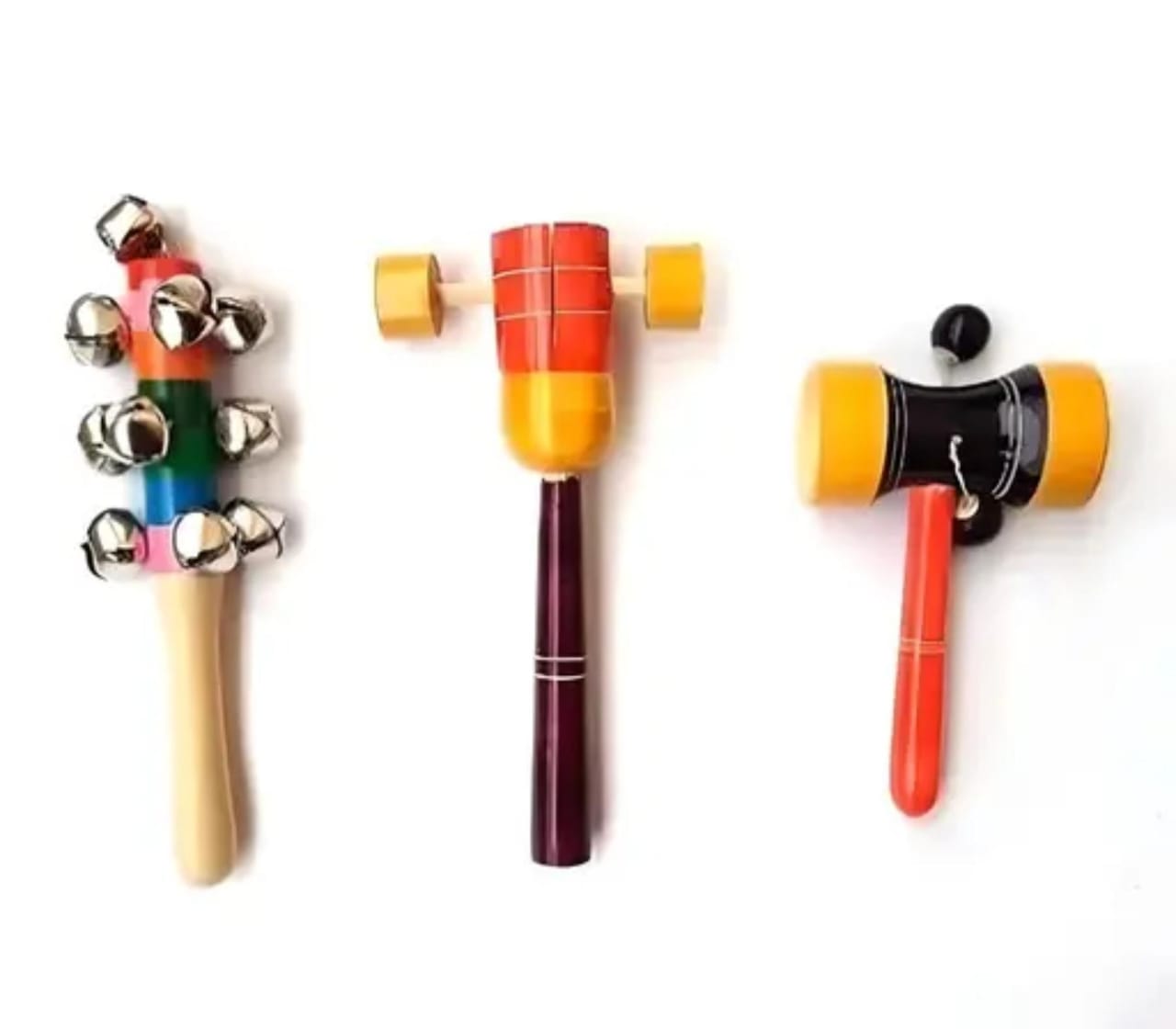 Wooden Rattles Set for Newborns & Infants – 9 pcs (Multicolor)