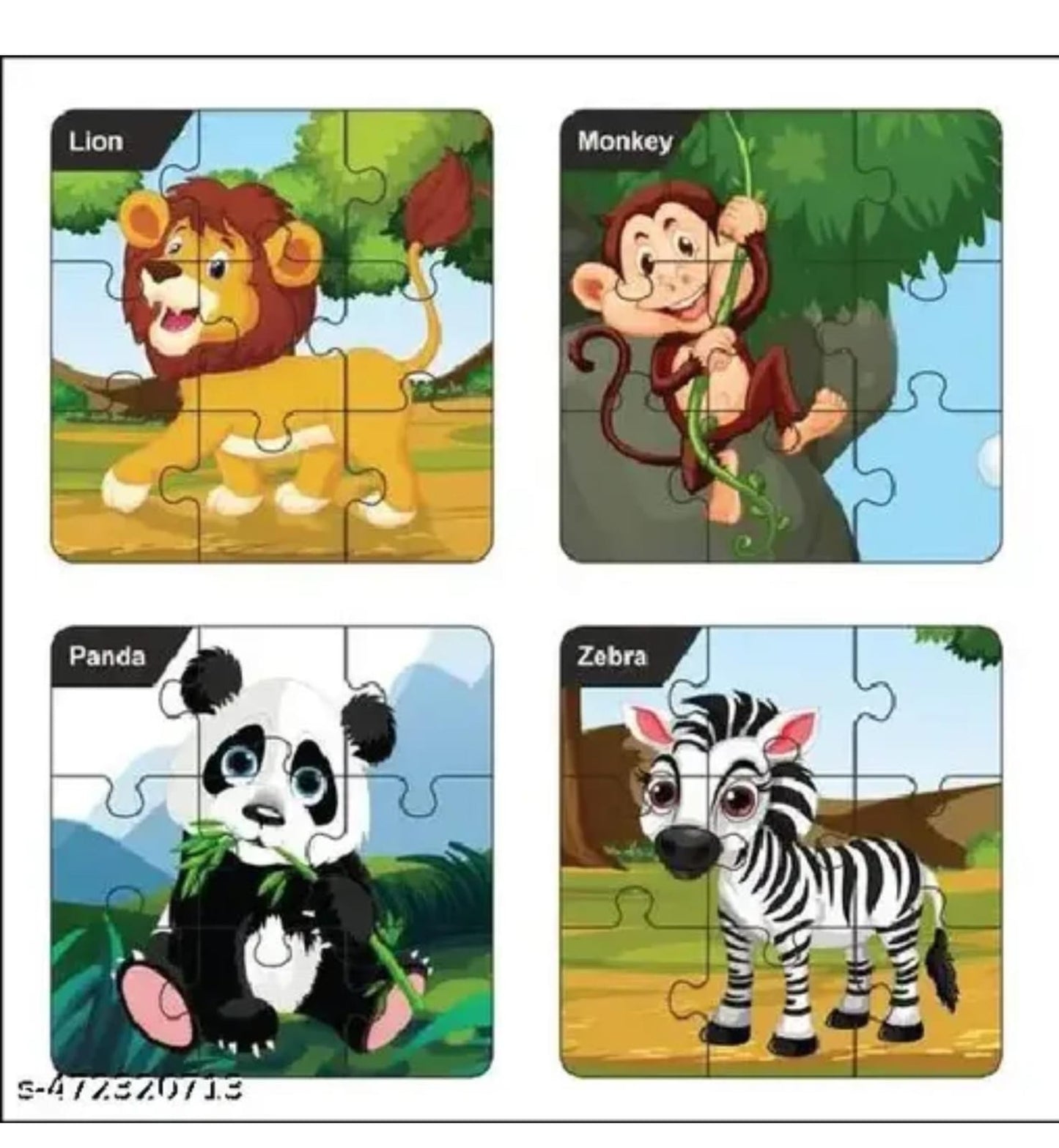 Wooden Animal Jigsaw Puzzle Set for Kids – 4 pcs