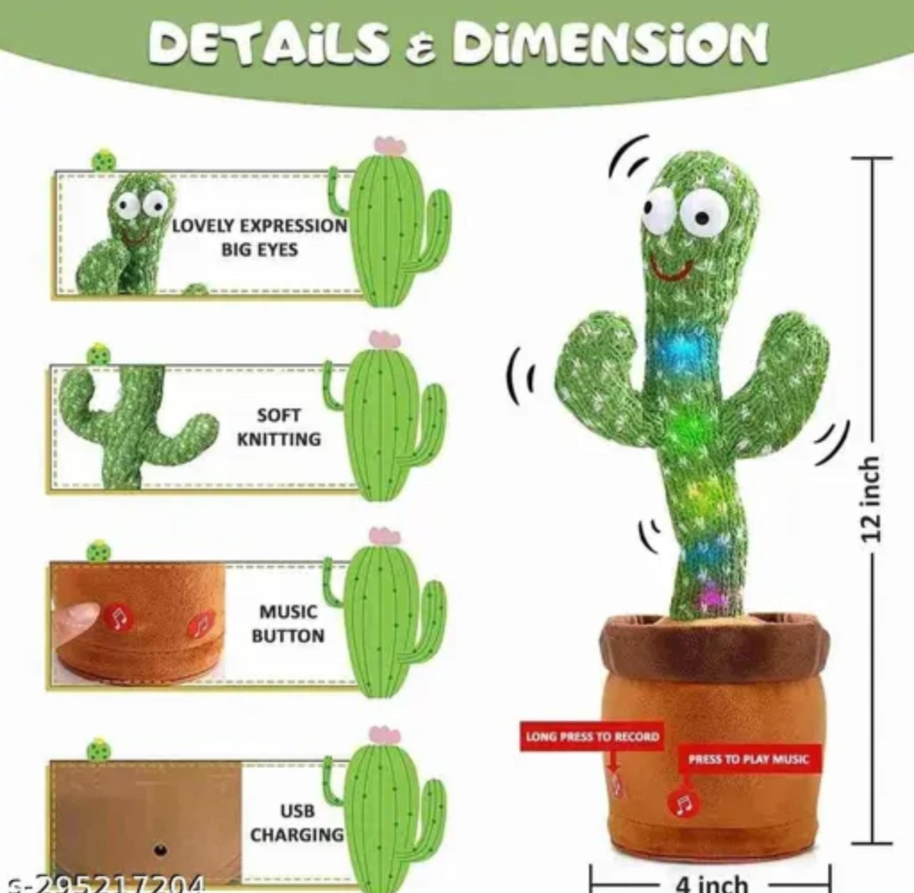 Talking Dancing Cactus Toy for Kids