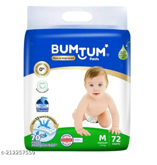 Baby Diaper Pants with Leakage Protection | Medium (7–12 kg) | Pack of 72