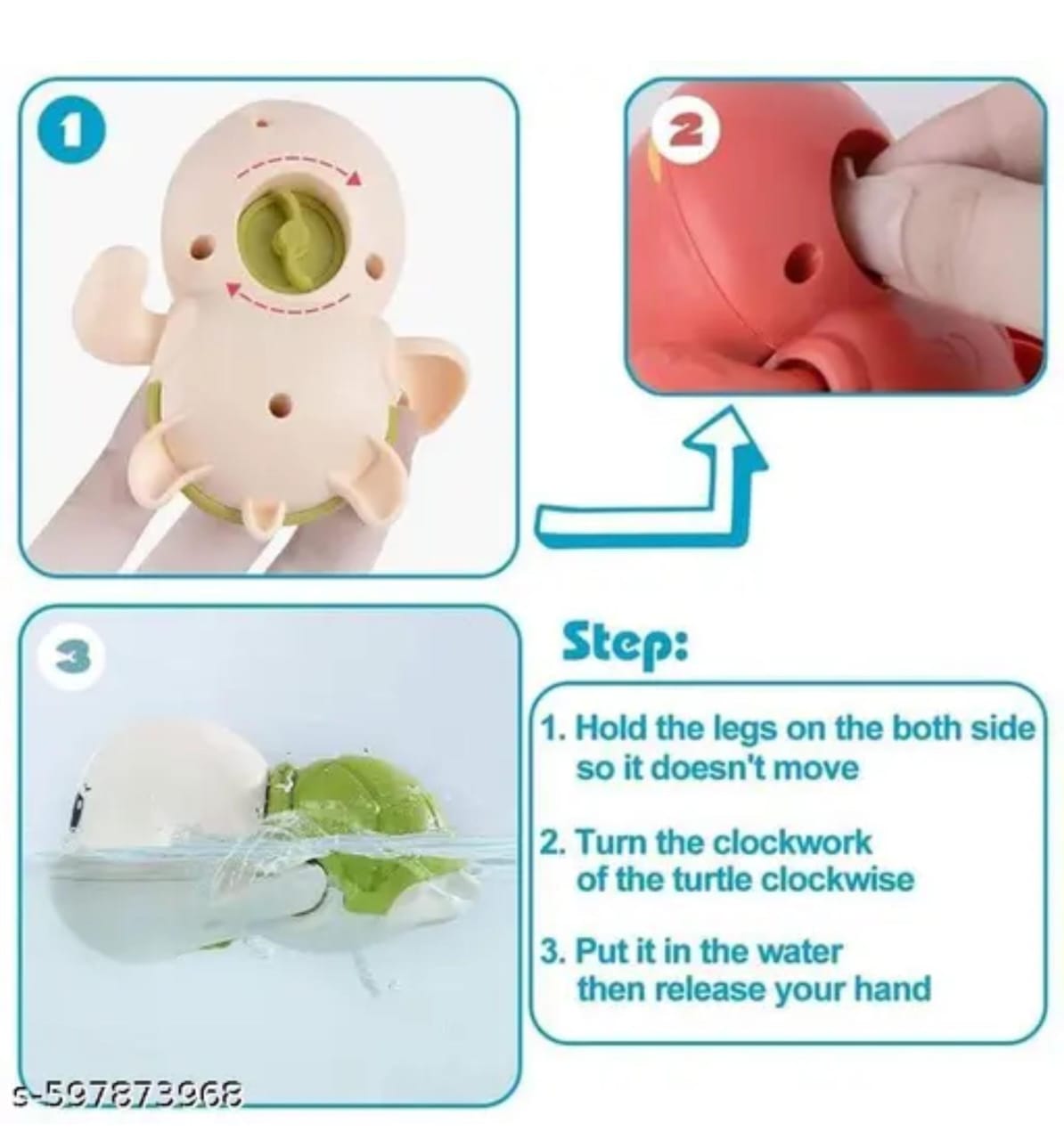Pack of 2 Wind-Up Turtle Bath Toys for Babies & Toddlers