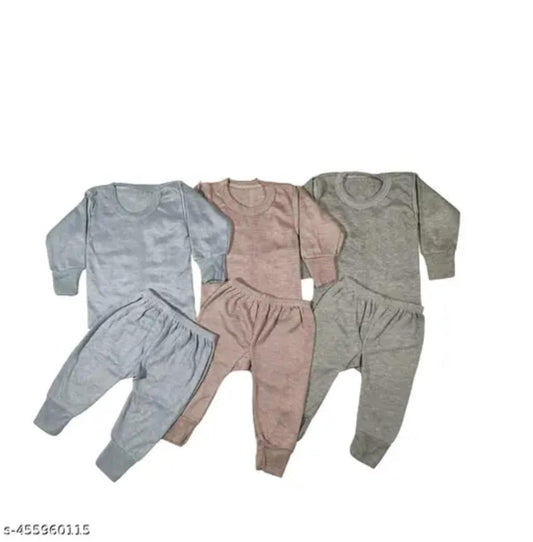 Pack of 3 Kids Woolen Winter Wear Pajama & Baniyan Sets