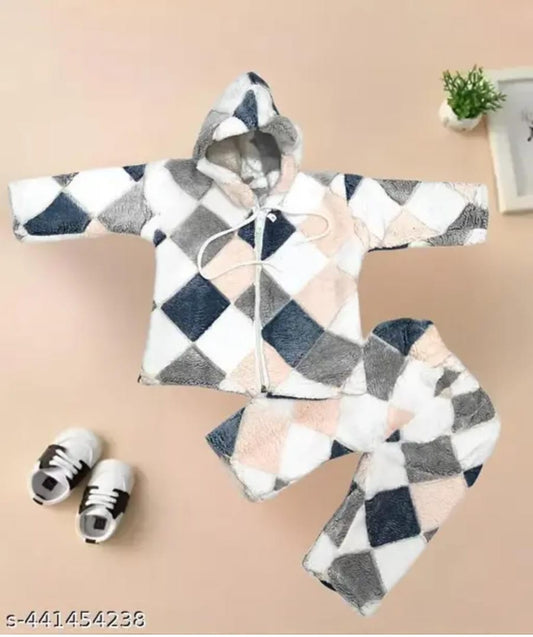 Woolen Winter Wear Set – Checked Top & Bottom