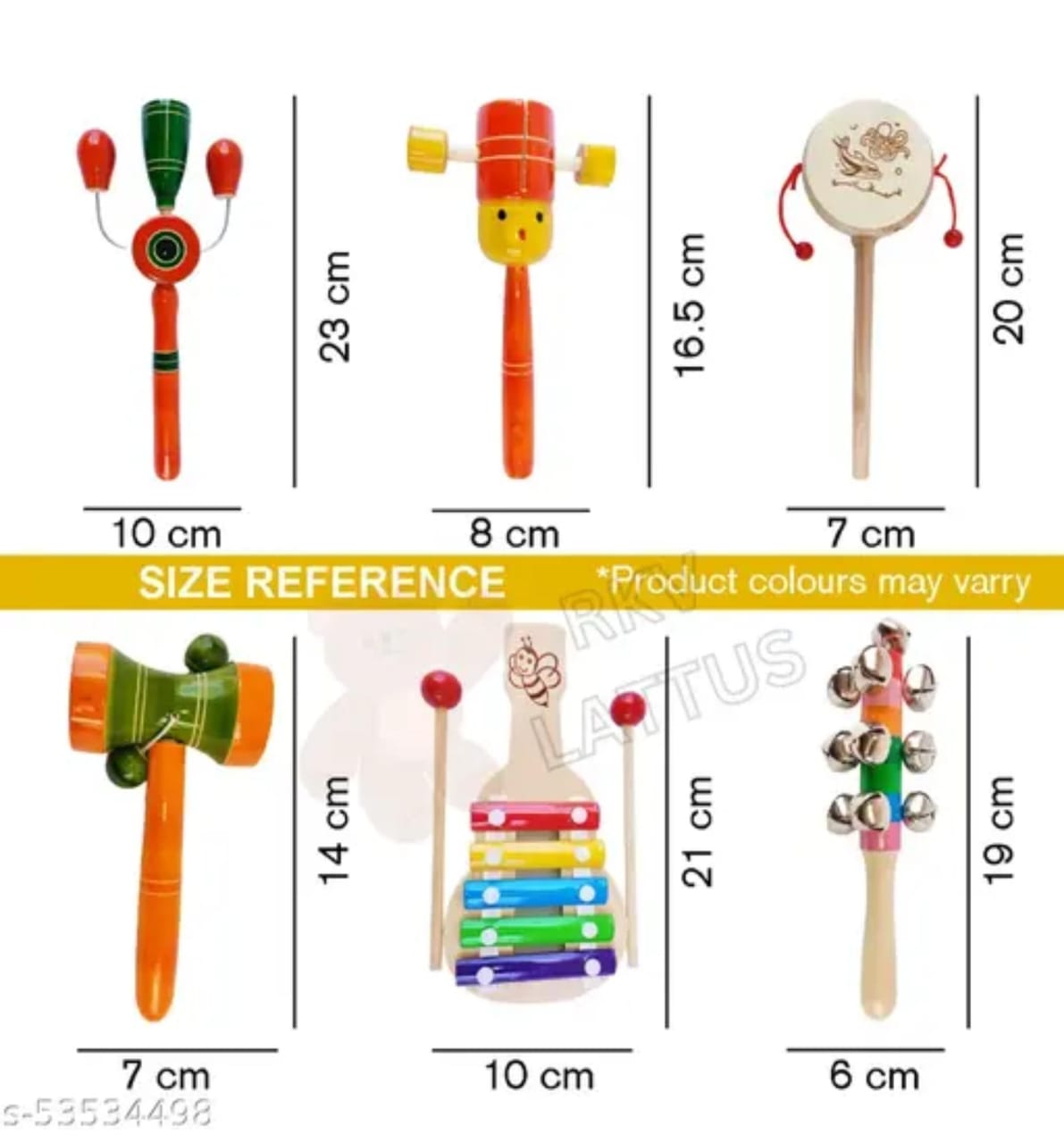 Wooden Musical Rattle Toys for Babies – Set of 6