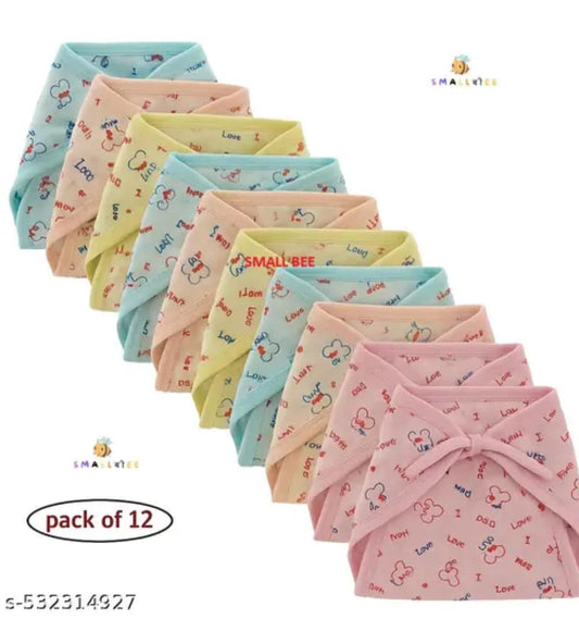 Baby Cotton Nappies (Multicolour) | Reusable Cloth Langot | Pack of 12 | 0–6M